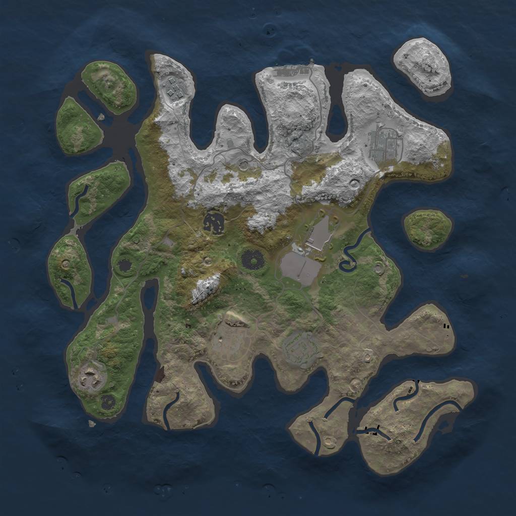 Rust Map: Procedural Map, Size: 3500, Seed: 402045, 11 Monuments