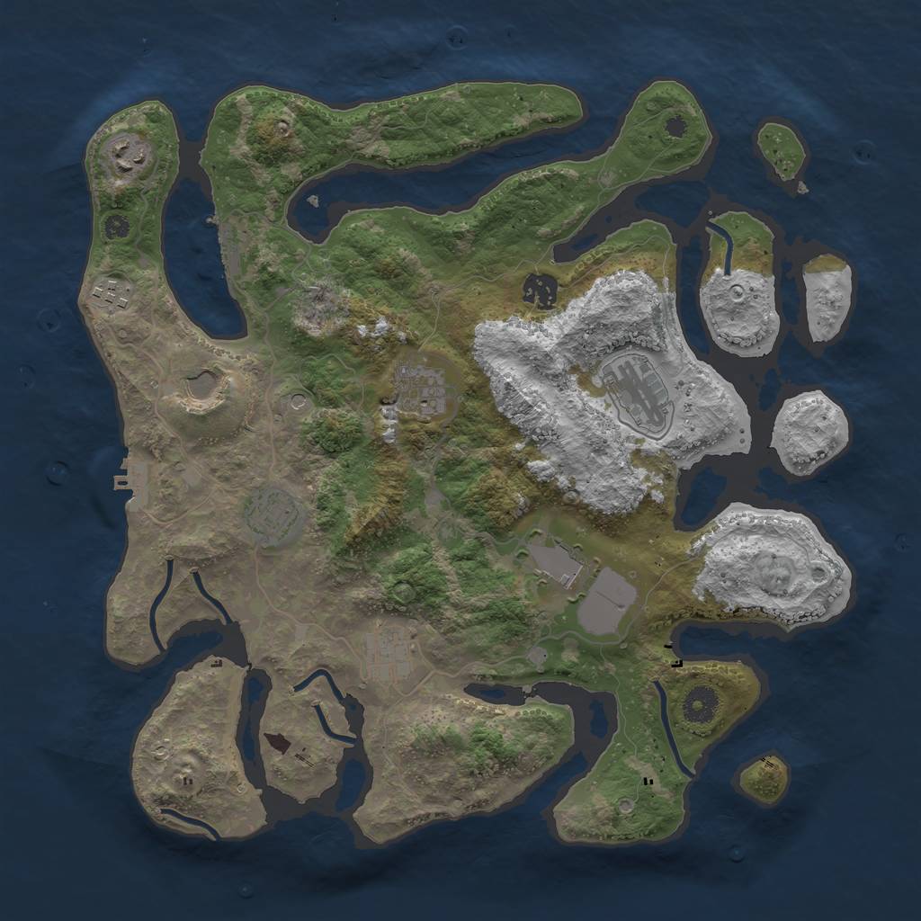 Rust Map: Procedural Map, Size: 3800, Seed: 232414415, 14 Monuments