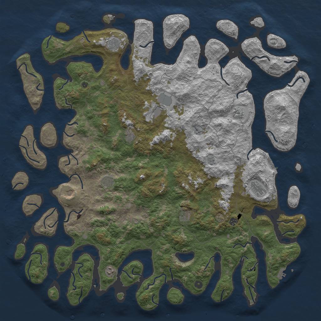 Rust Map: Procedural Map, Size: 6000, Seed: 40721, 16 Monuments