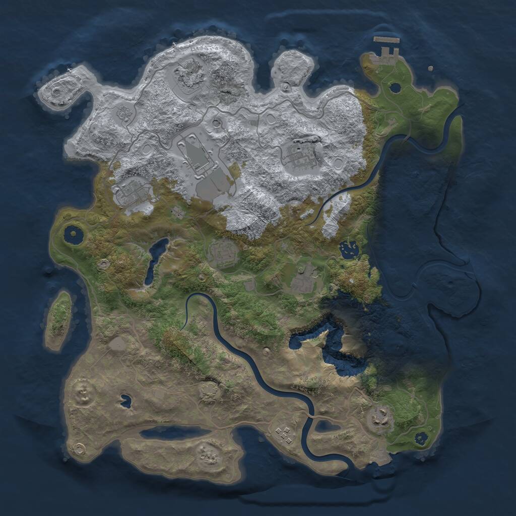 Rust Map: Procedural Map, Size: 4000, Seed: 871316544, 14 Monuments
