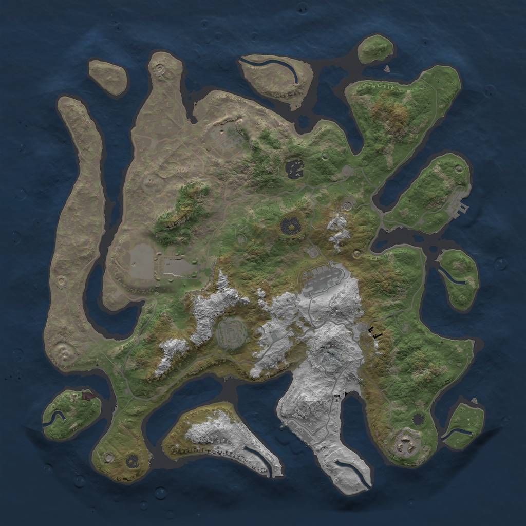 Rust Map: Procedural Map, Size: 4000, Seed: 883442228, 11 Monuments