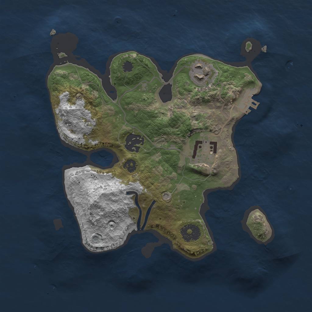 Rust Map: Procedural Map, Size: 2500, Seed: 54321, 6 Monuments