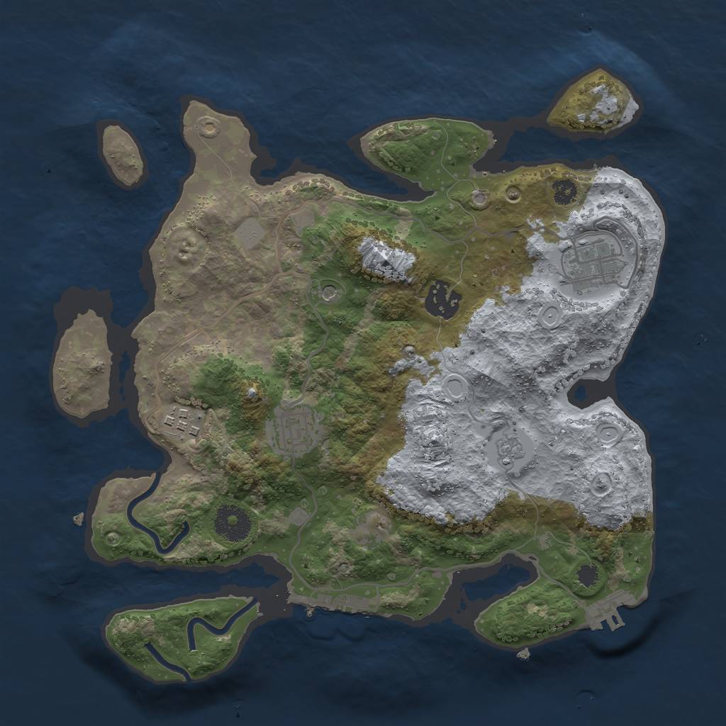 Rust Map: Procedural Map, Size: 3000, Seed: 2487310, 13 Monuments