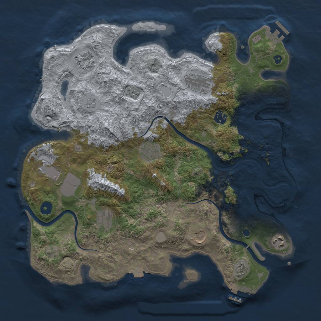 Rust Map: Procedural Map, Size: 3750, Seed: 1068749250, 15 Monuments