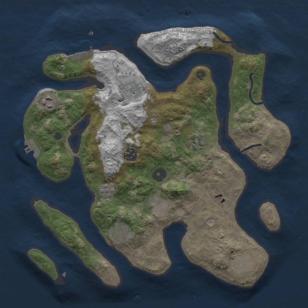 Rust Map: Procedural Map, Size: 3400, Seed: 23642524, 13 Monuments