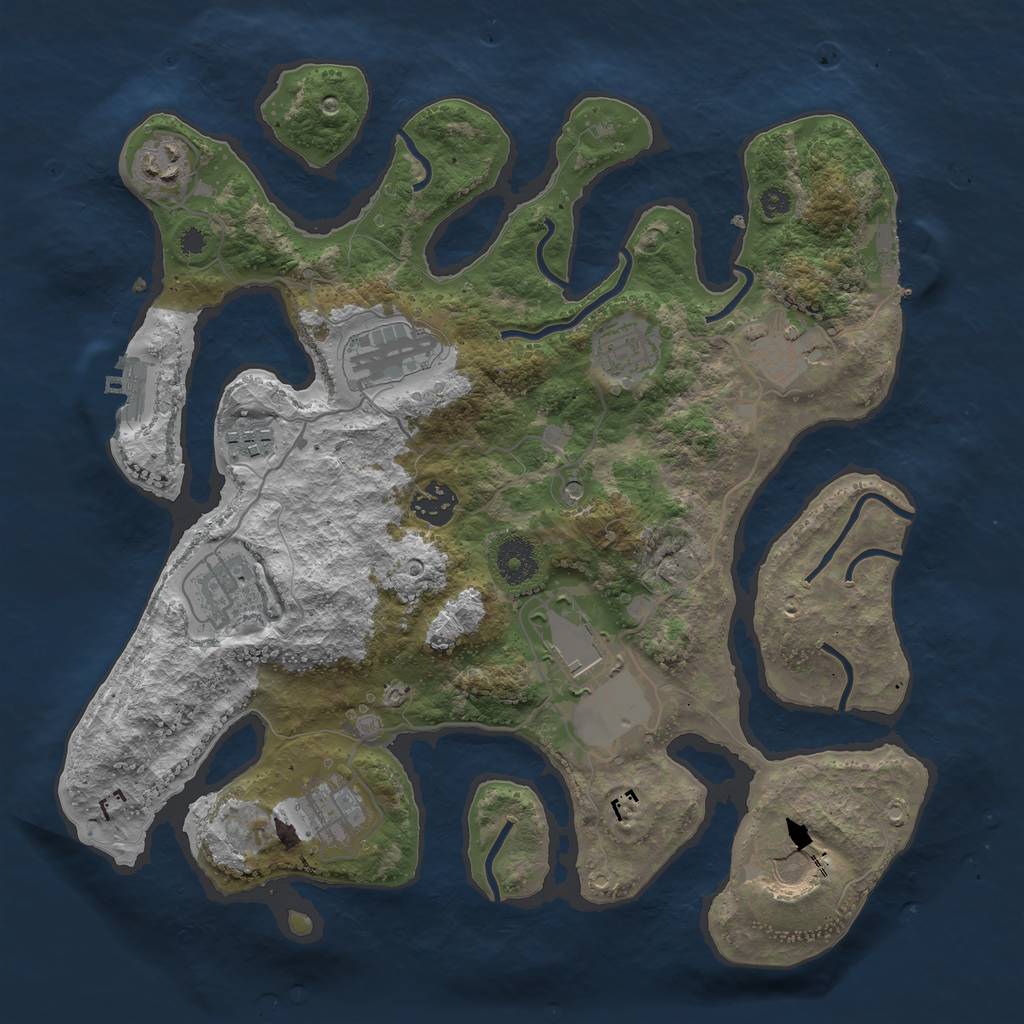 Rust Map: Procedural Map, Size: 3500, Seed: 1568160300, 15 Monuments