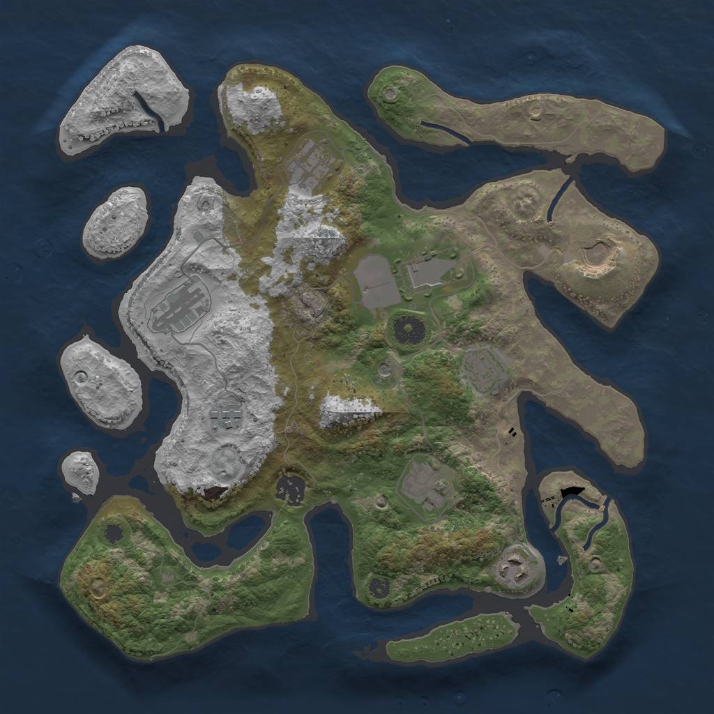 Rust Map: Procedural Map, Size: 3500, Seed: 25160, 12 Monuments