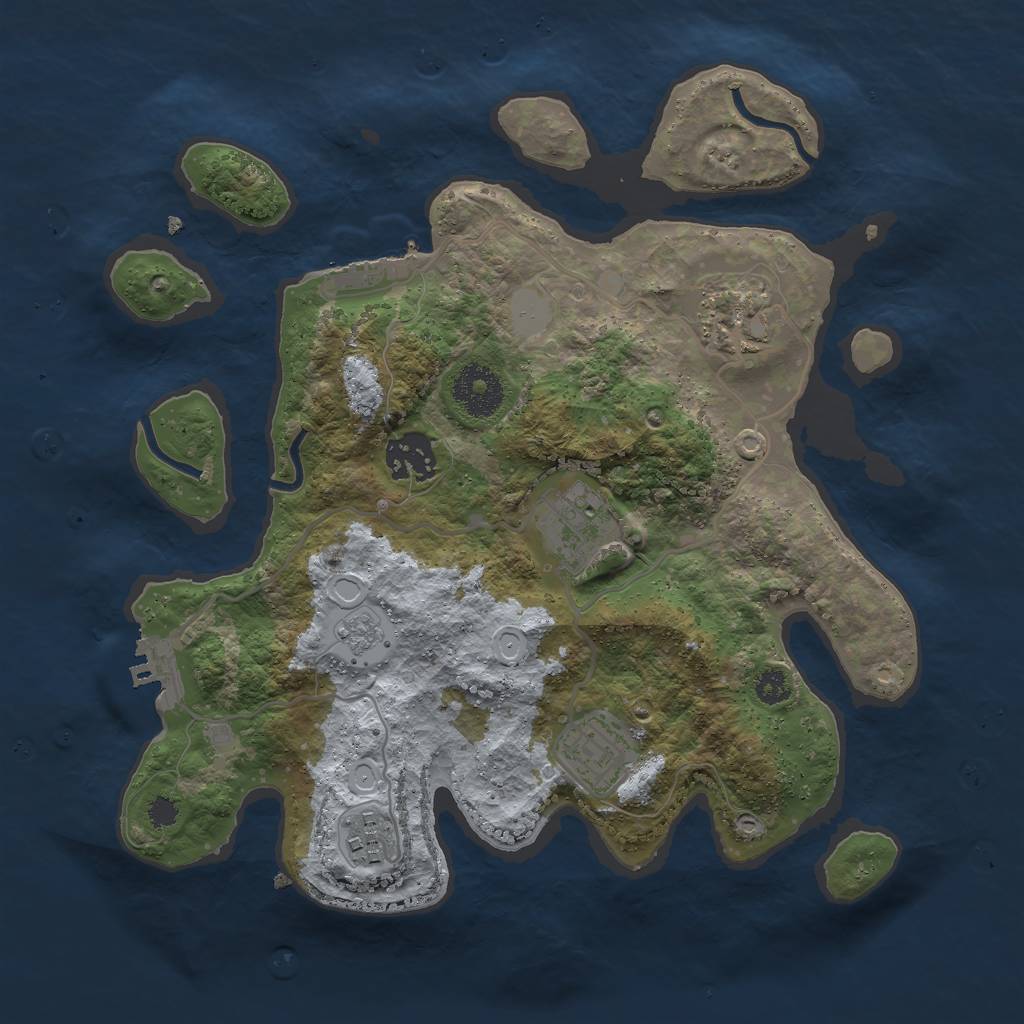 Rust Map: Procedural Map, Size: 3000, Seed: 5234, 13 Monuments