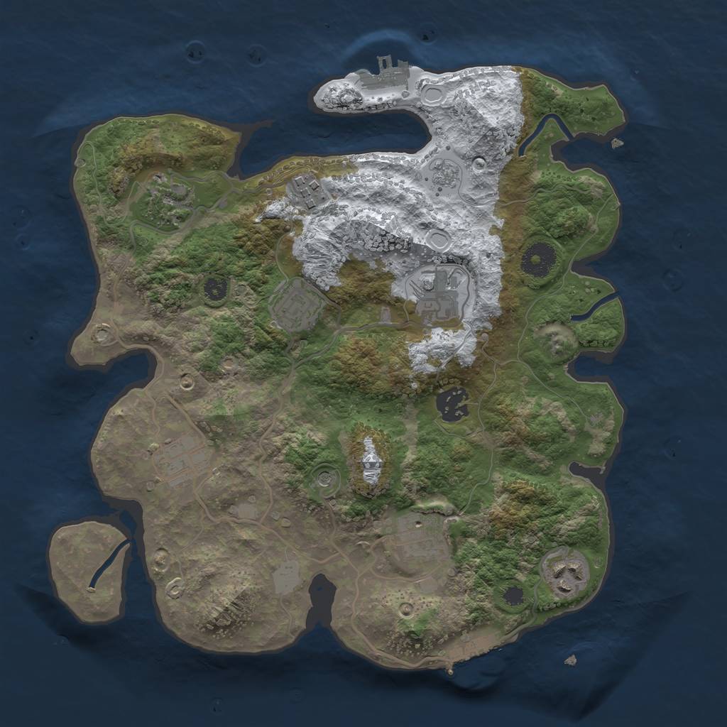 Rust Map: Procedural Map, Size: 3200, Seed: 50405, 17 Monuments