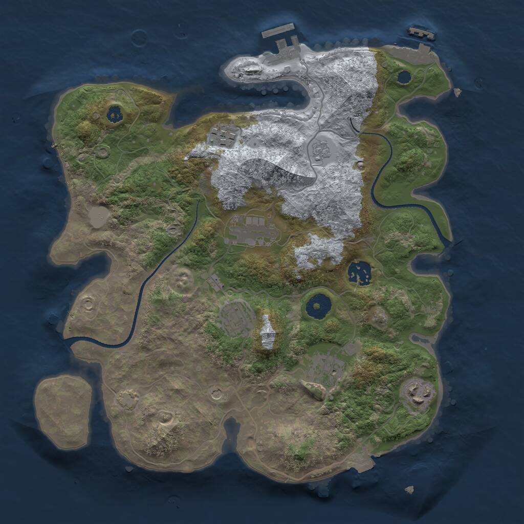 Rust Map: Procedural Map, Size: 3200, Seed: 50405, 12 Monuments