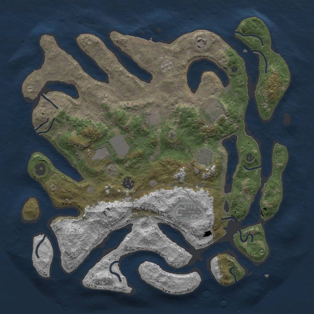 Rust Map: Procedural Map, Size: 4000, Seed: 1917934415, 12 Monuments