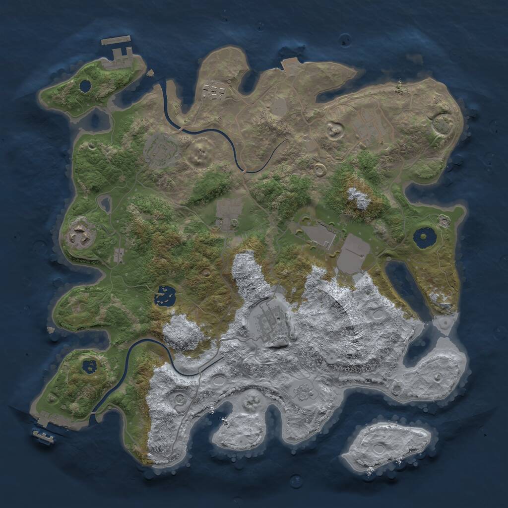 Rust Map: Procedural Map, Size: 3500, Seed: 9966209, 14 Monuments