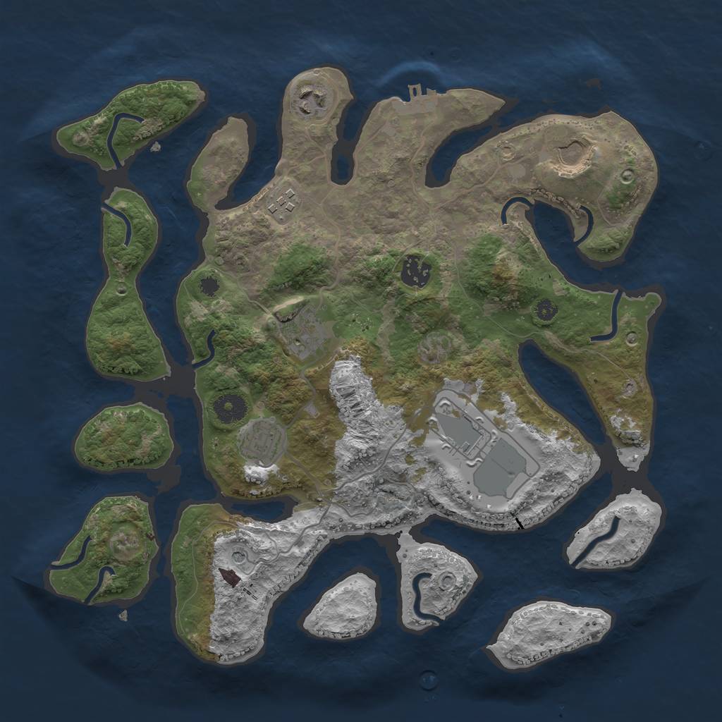 Rust Map: Procedural Map, Size: 3500, Seed: 9966209, 11 Monuments