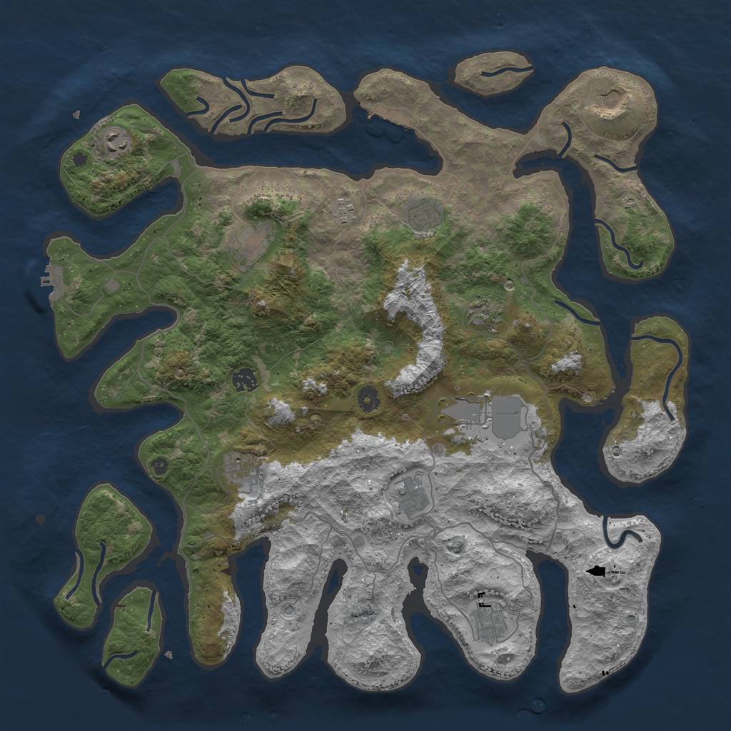 Rust Map: Procedural Map, Size: 4500, Seed: 57010, 16 Monuments