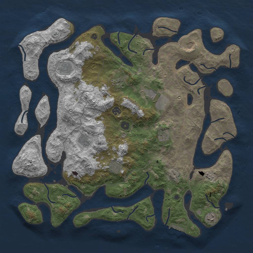 Rust Map: Procedural Map, Size: 4500, Seed: 36492, 14 Monuments