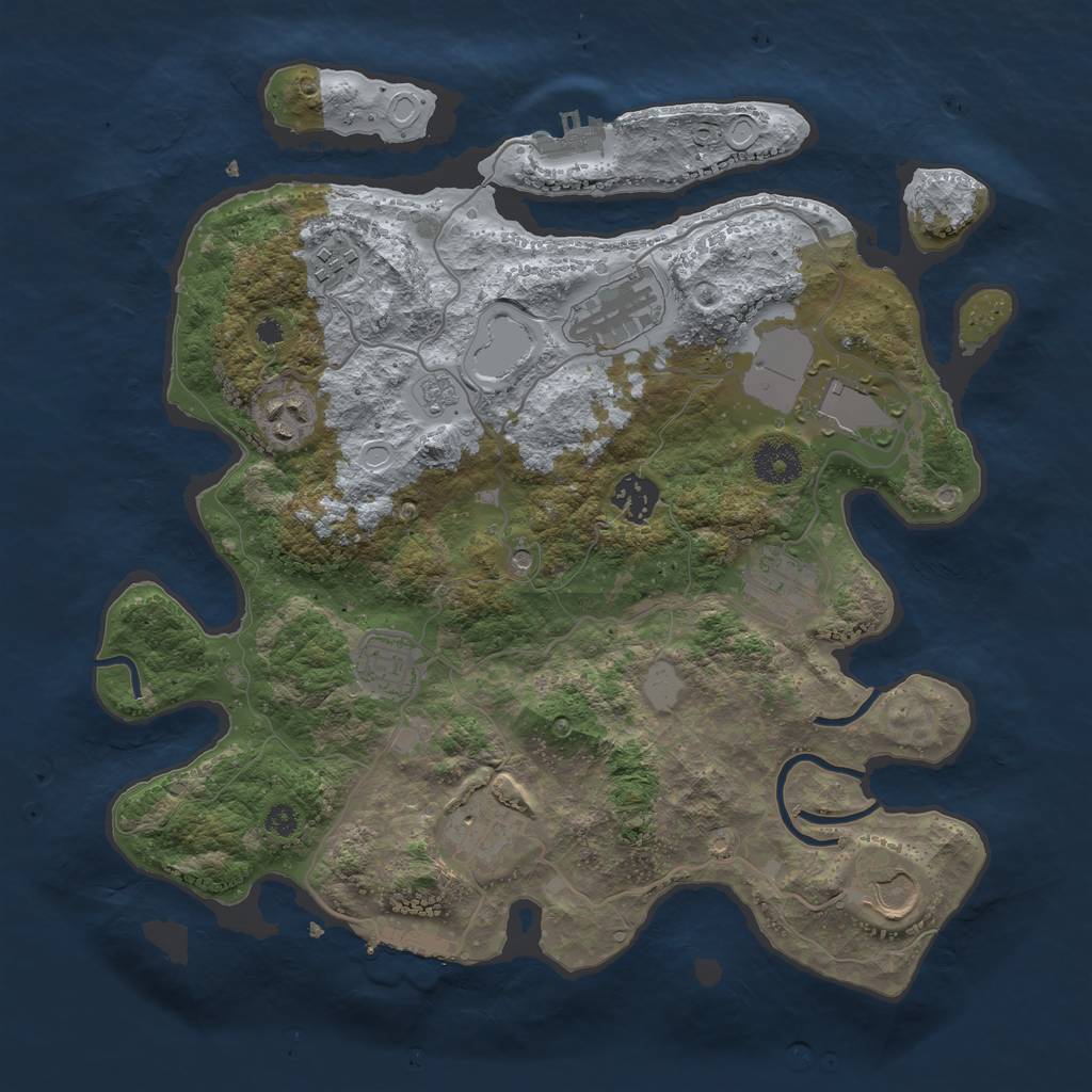 Rust Map: Procedural Map, Size: 3500, Seed: 4846533, 18 Monuments