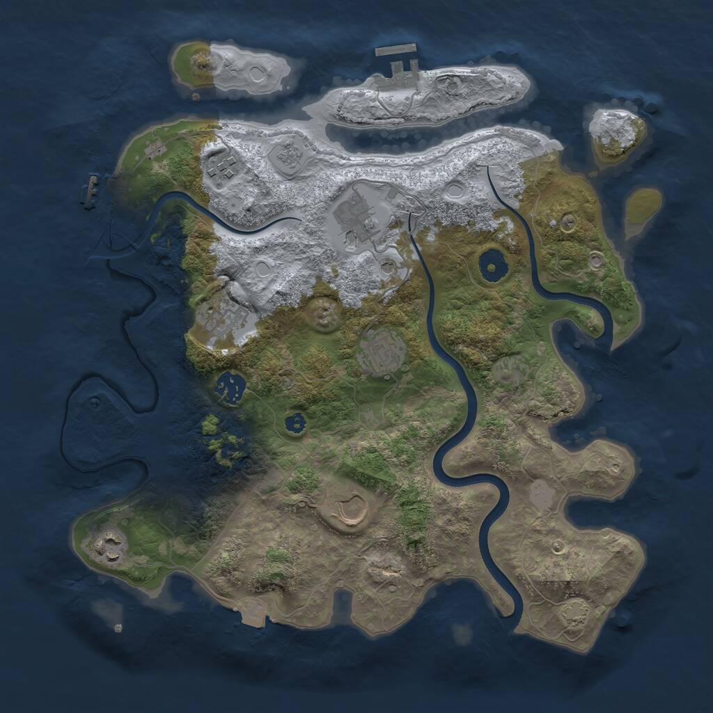 Rust Map: Procedural Map, Size: 3500, Seed: 4846533, 13 Monuments