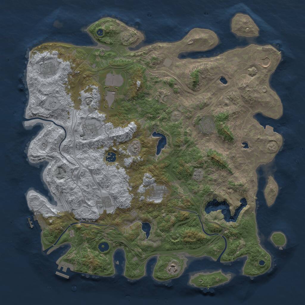 Rust Map: Procedural Map, Size: 4500, Seed: 2075472855, 17 Monuments