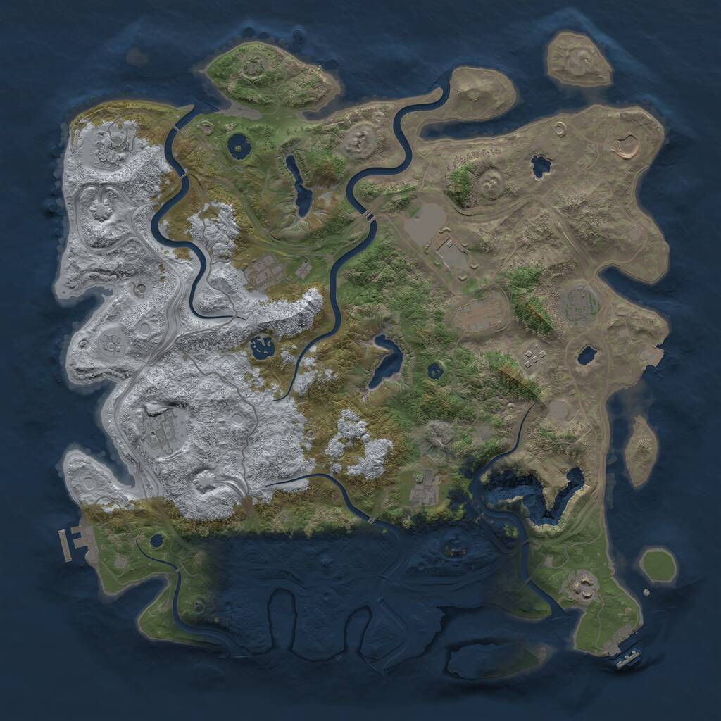 Rust Map: Procedural Map, Size: 4500, Seed: 2075472855, 17 Monuments