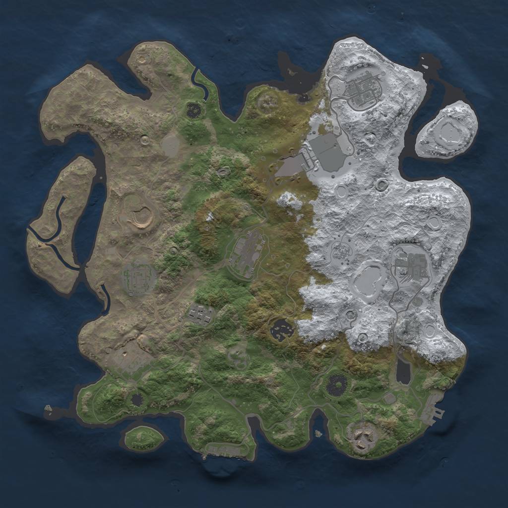 Rust Map: Procedural Map, Size: 3500, Seed: 3399279, 19 Monuments