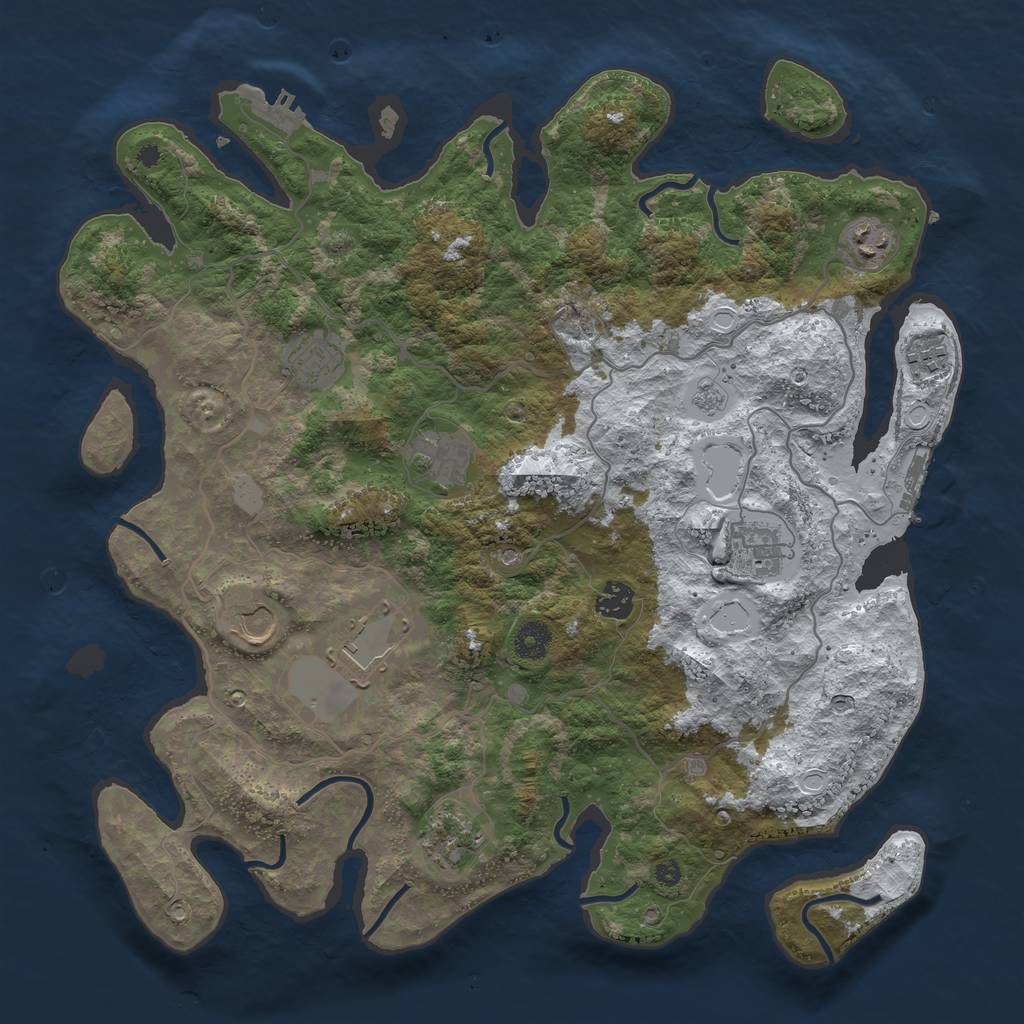 Rust Map: Procedural Map, Size: 4000, Seed: 1959388669, 18 Monuments