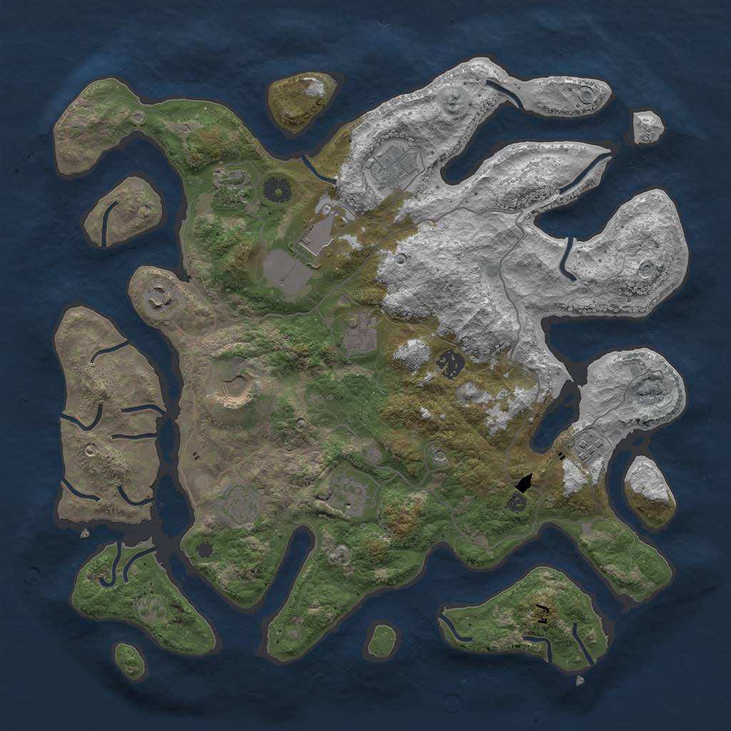 Rust Map: Procedural Map, Size: 4000, Seed: 8529, 13 Monuments