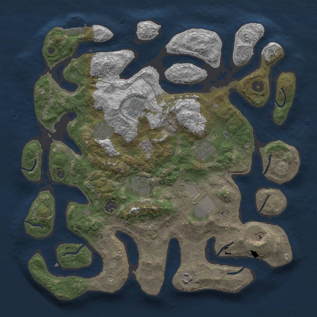 Rust Map: Procedural Map, Size: 4000, Seed: 494263932, 13 Monuments