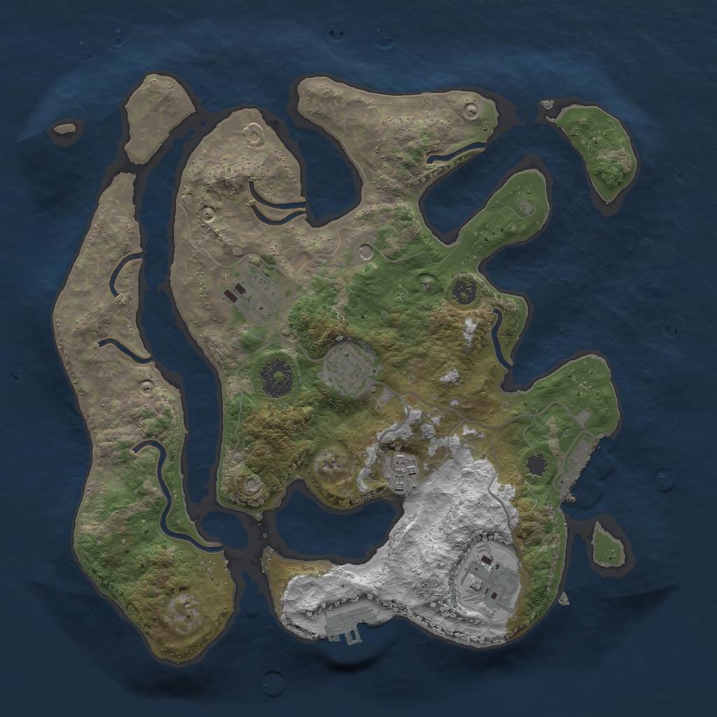 Rust Map: Procedural Map, Size: 3000, Seed: 2421453, 9 Monuments