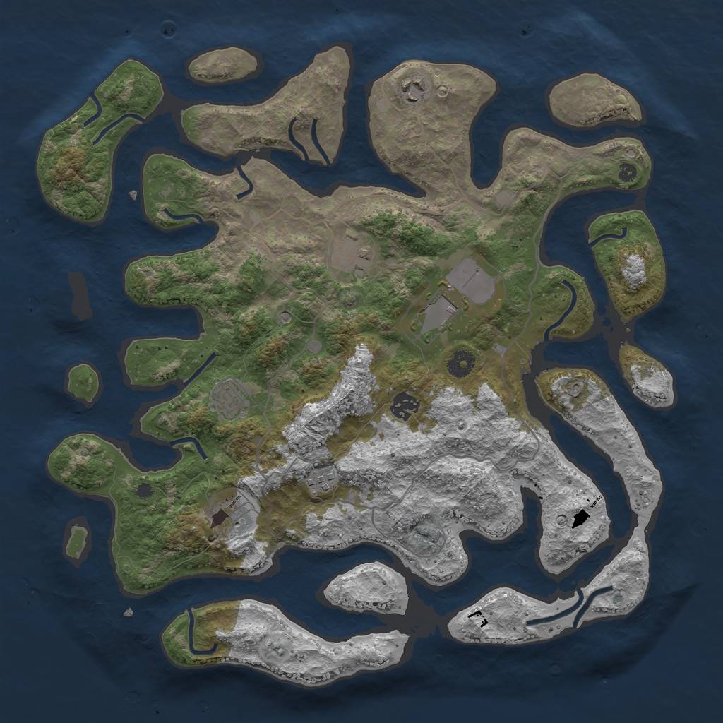 Rust Map: Procedural Map, Size: 4000, Seed: 682564, 10 Monuments