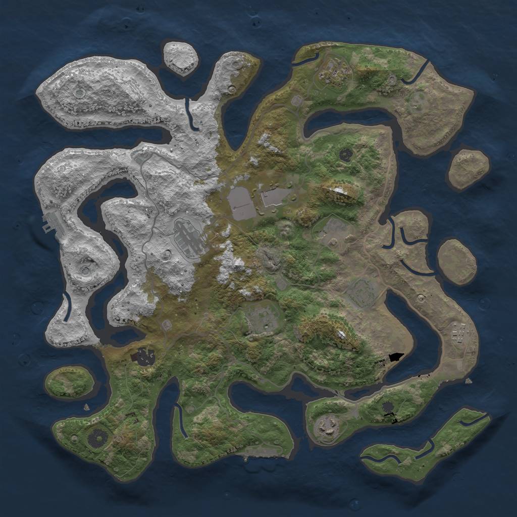 Rust Map: Procedural Map, Size: 4000, Seed: 523523, 14 Monuments