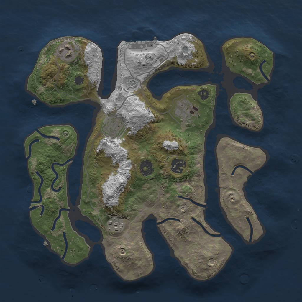 Rust Map: Procedural Map, Size: 3000, Seed: 829950153, 9 Monuments