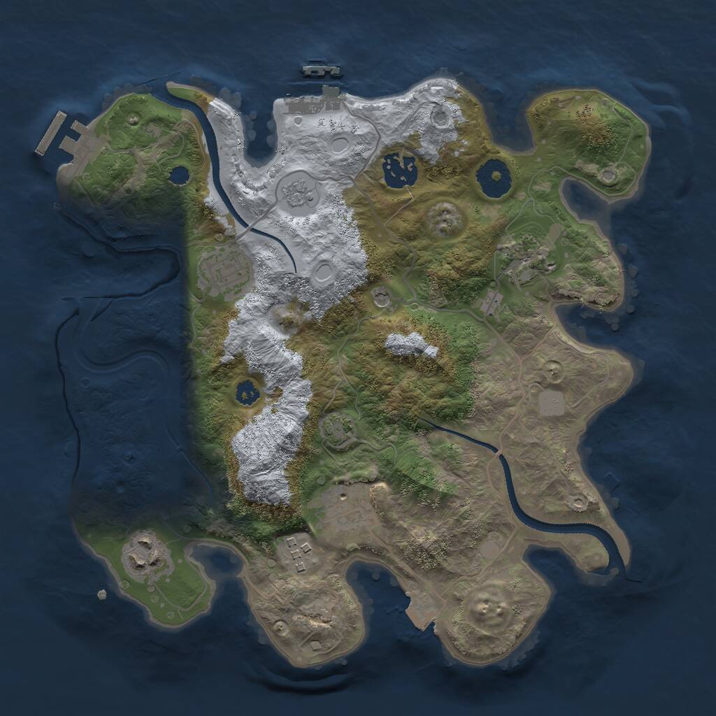 Rust Map: Procedural Map, Size: 3000, Seed: 829950153, 12 Monuments