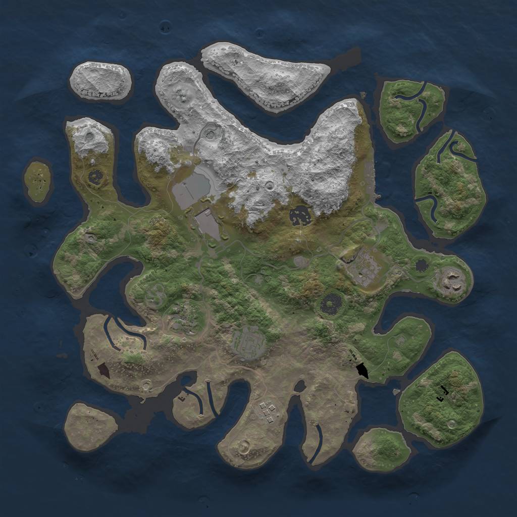 Rust Map: Procedural Map, Size: 3600, Seed: 1697728124, 11 Monuments
