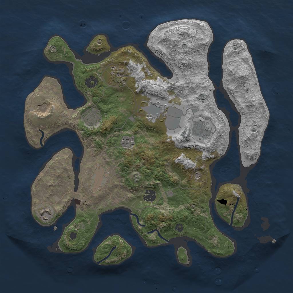 Rust Map: Procedural Map, Size: 3500, Seed: 78523, 12 Monuments