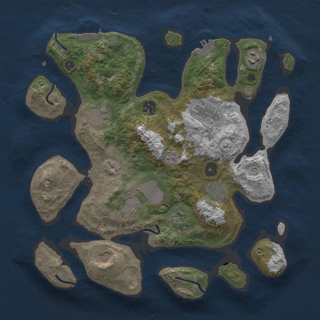 Rust Map: Procedural Map, Size: 3500, Seed: 121545383, 14 Monuments