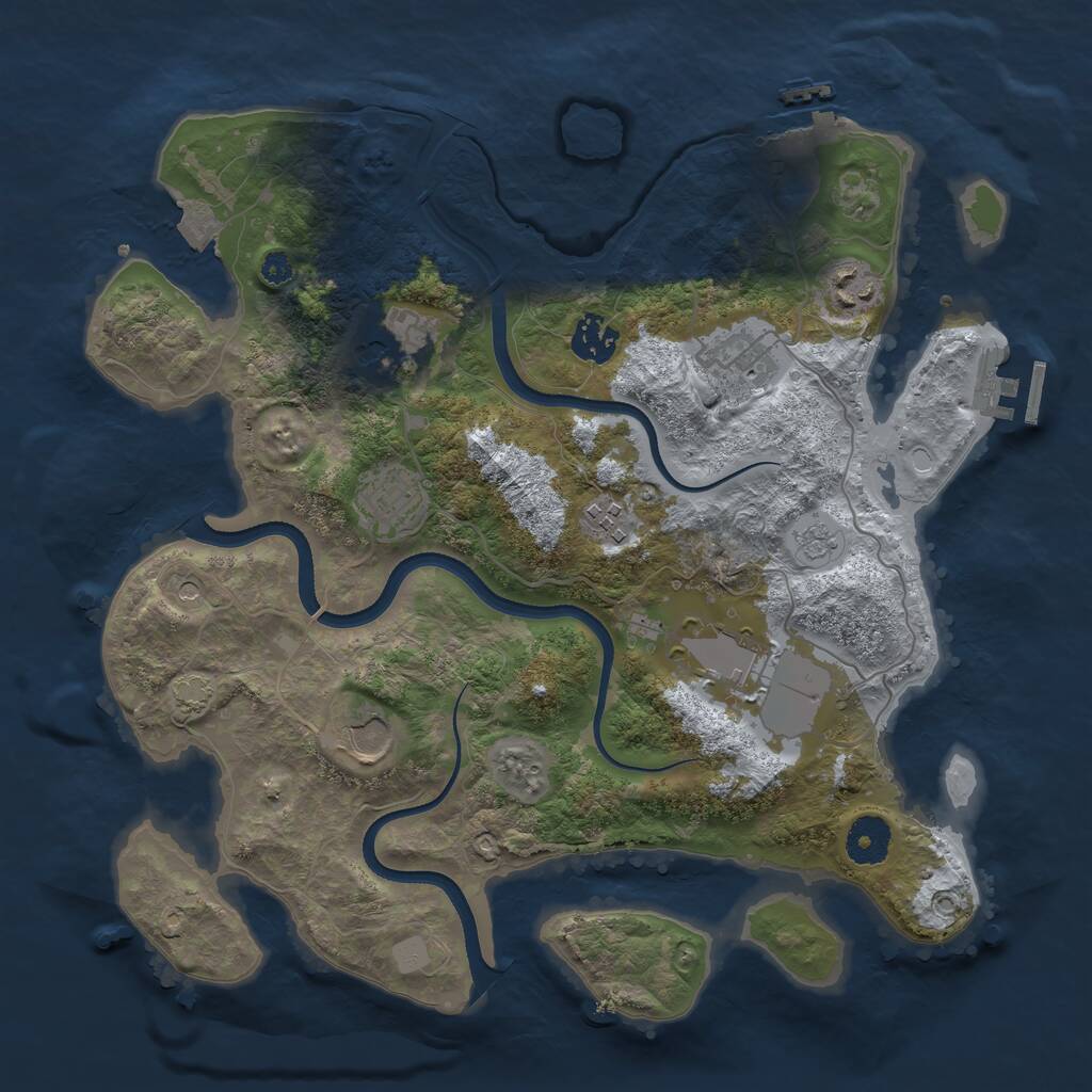 Rust Map: Procedural Map, Size: 3500, Seed: 121545383, 14 Monuments