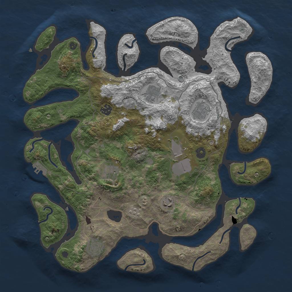 Rust Map: Procedural Map, Size: 4000, Seed: 781585, 11 Monuments