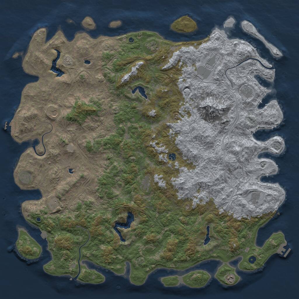 Rust Map: Procedural Map, Size: 6000, Seed: 77777775, 17 Monuments