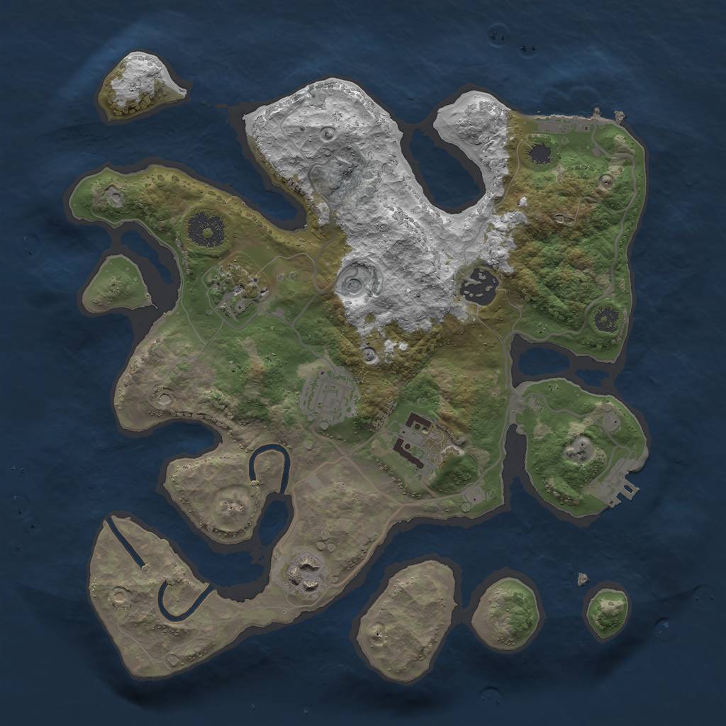 Rust Map: Procedural Map, Size: 3000, Seed: 79081523, 10 Monuments