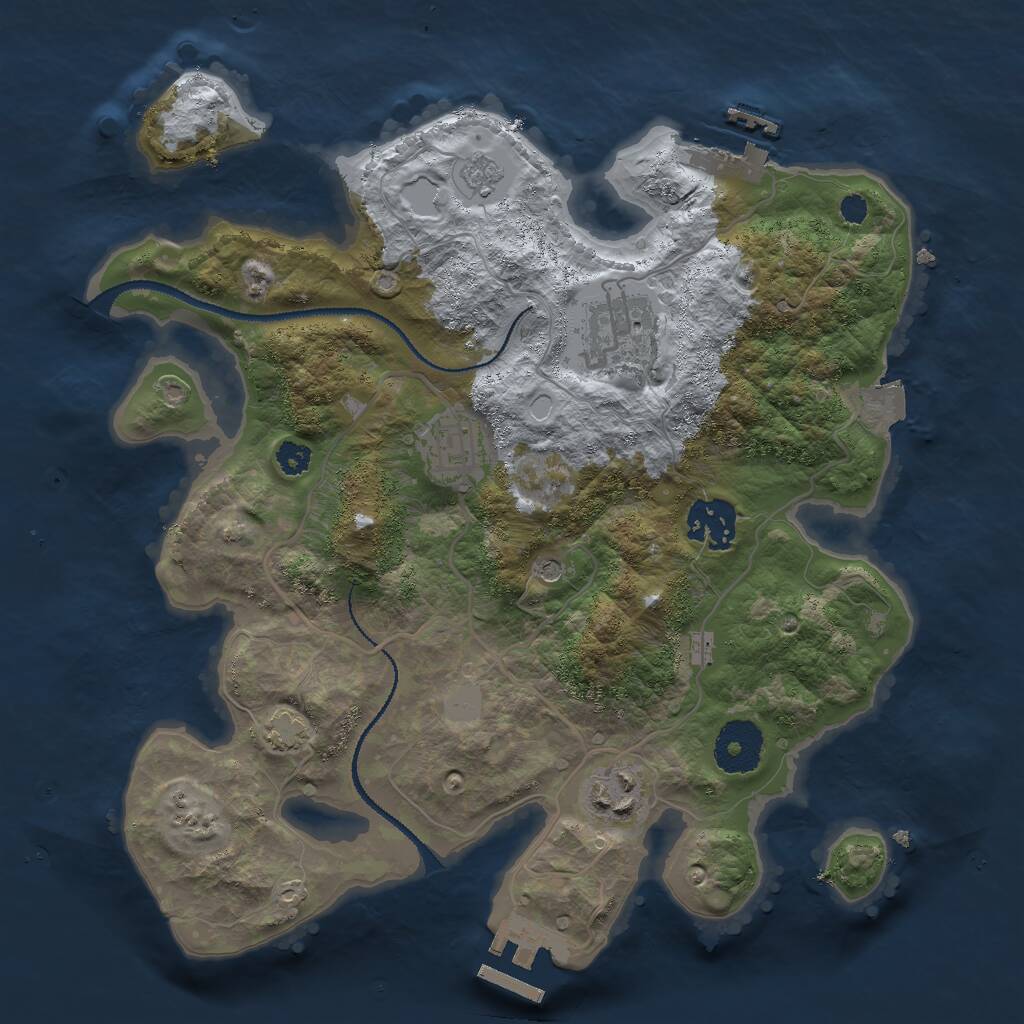 Rust Map: Procedural Map, Size: 3000, Seed: 79081523, 10 Monuments