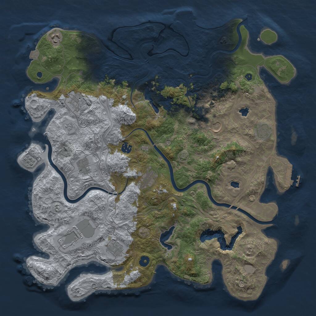 Rust Map: Procedural Map, Size: 4500, Seed: 283346891, 16 Monuments