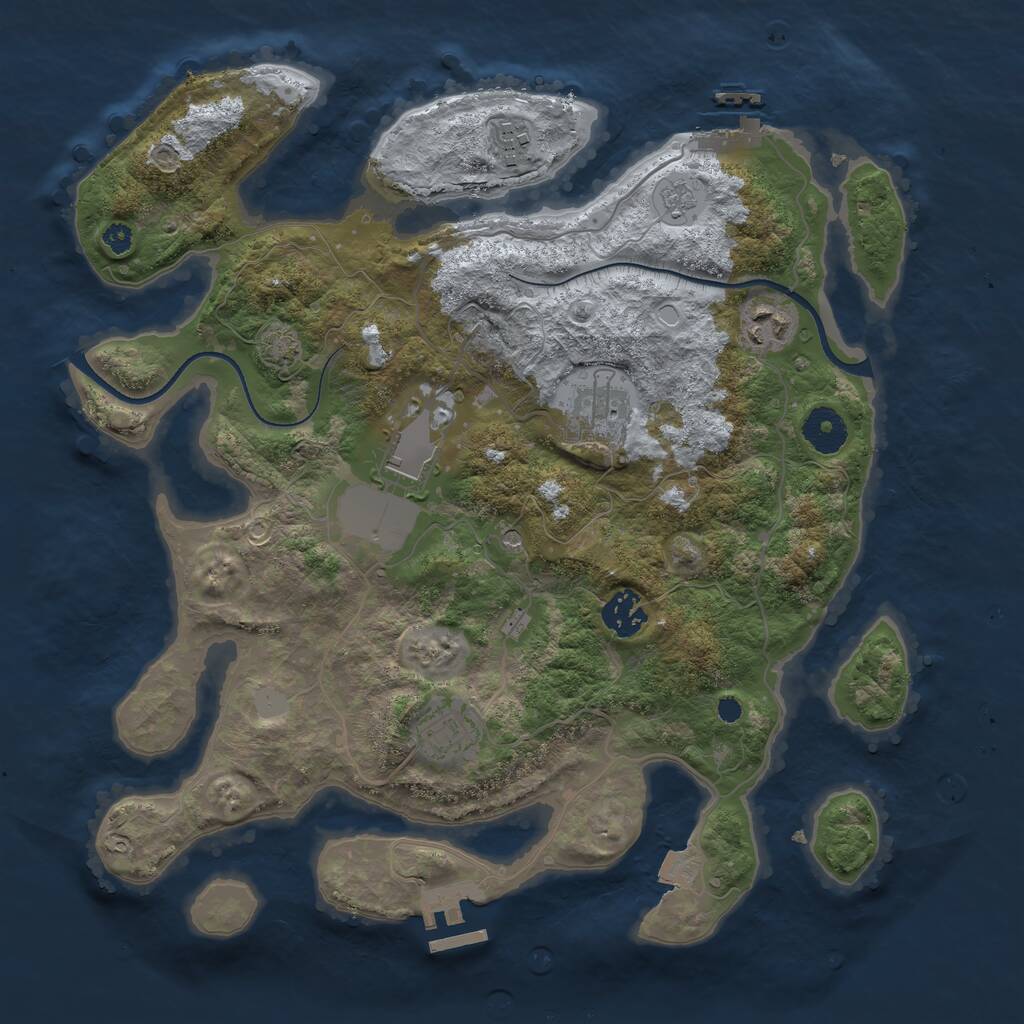 Rust Map: Procedural Map, Size: 3500, Seed: 135413, 12 Monuments