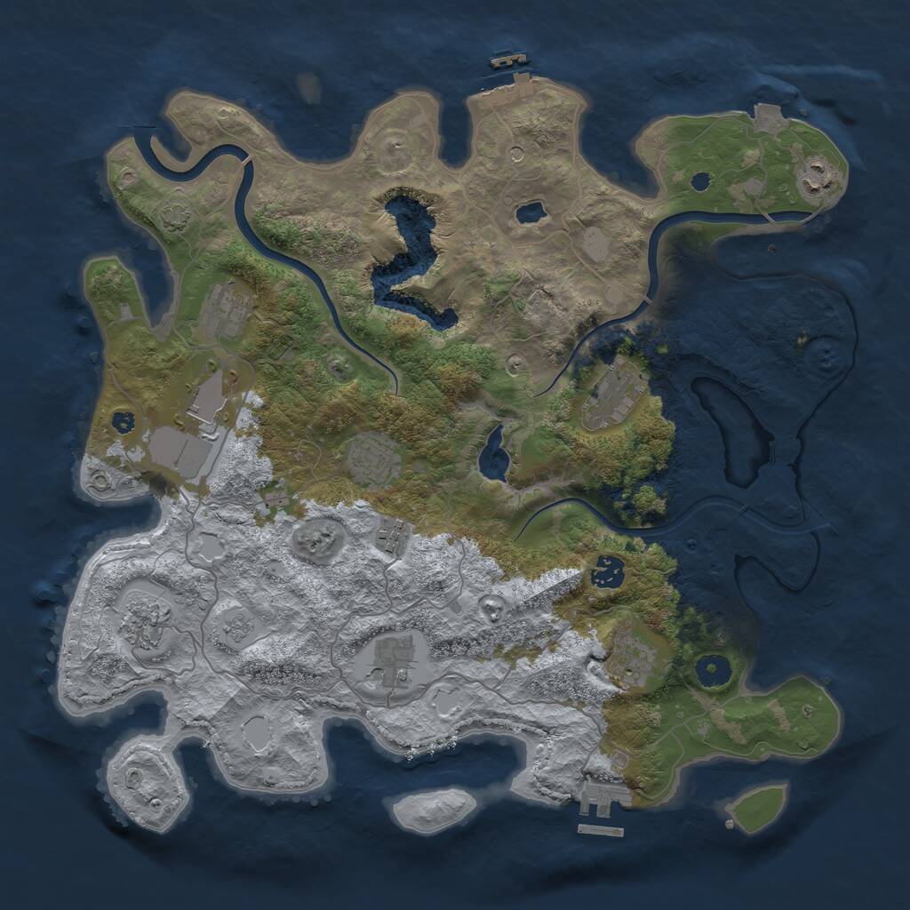 Rust Map: Procedural Map, Size: 4000, Seed: 847666, 16 Monuments