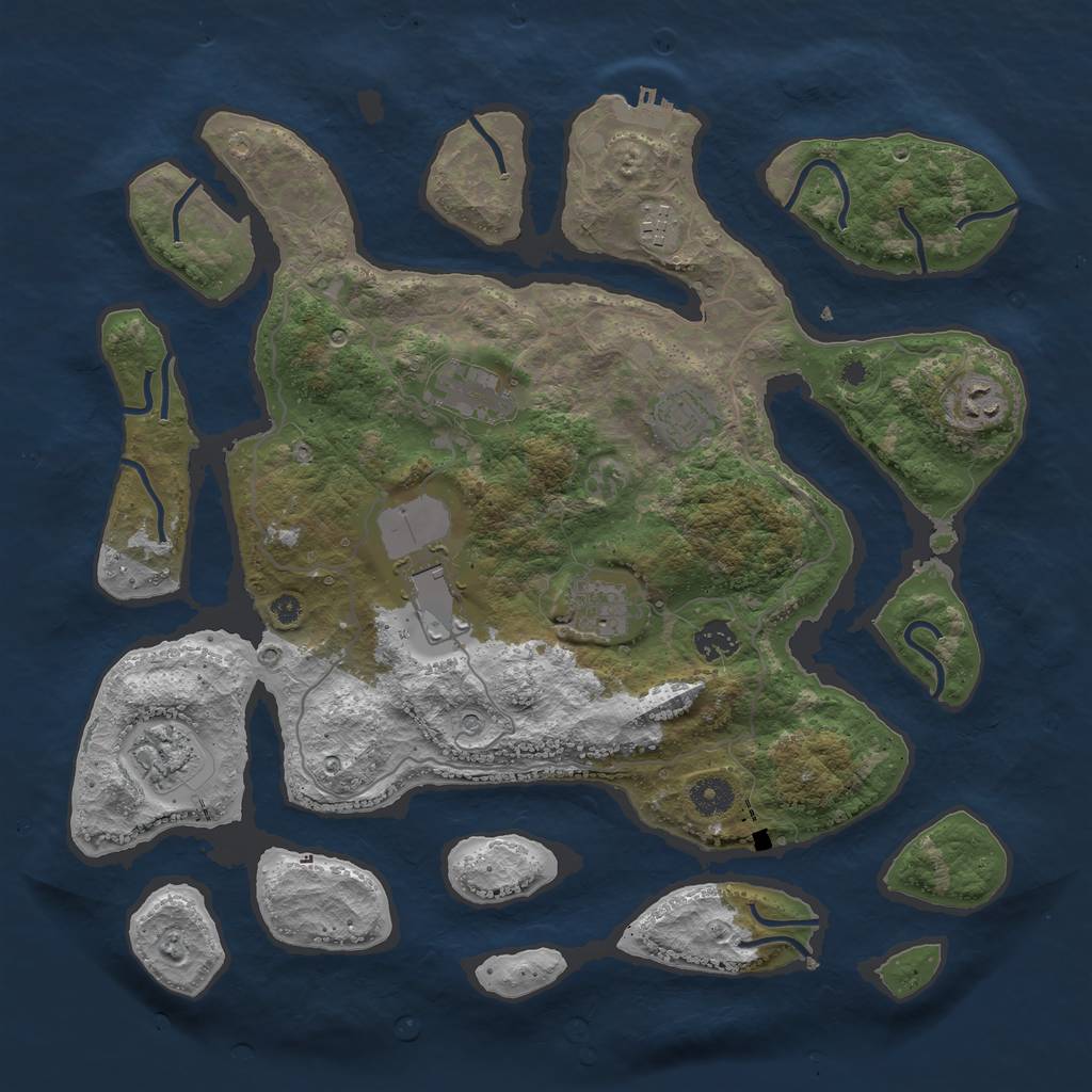 Rust Map: Procedural Map, Size: 4000, Seed: 847666, 12 Monuments