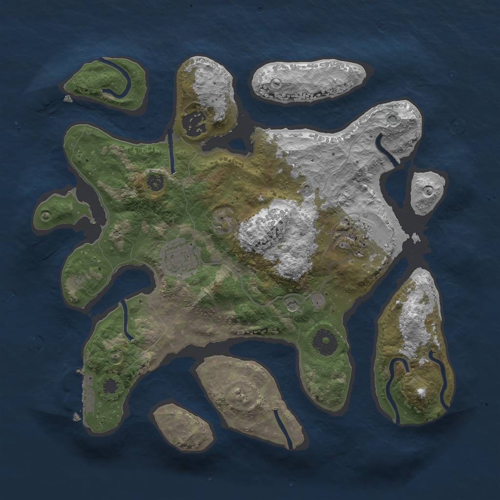 Rust Map: Procedural Map, Size: 3000, Seed: 41552, 7 Monuments