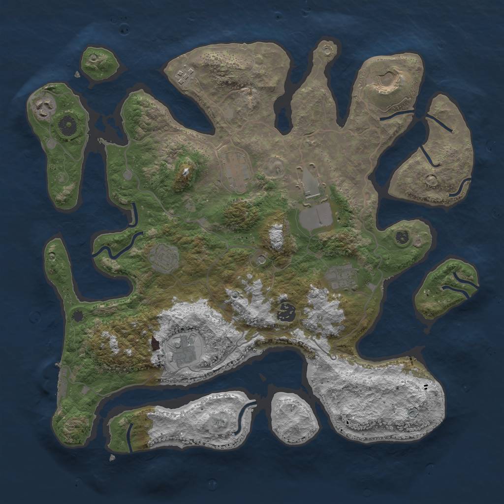 Rust Map: Procedural Map, Size: 4000, Seed: 981885, 13 Monuments