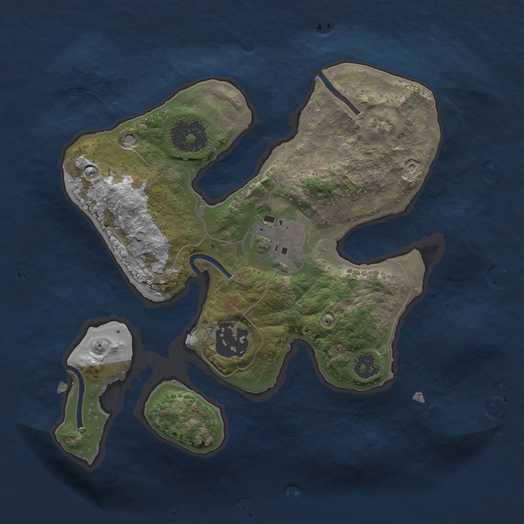 Rust Map: Procedural Map, Size: 2250, Seed: 55556, 4 Monuments