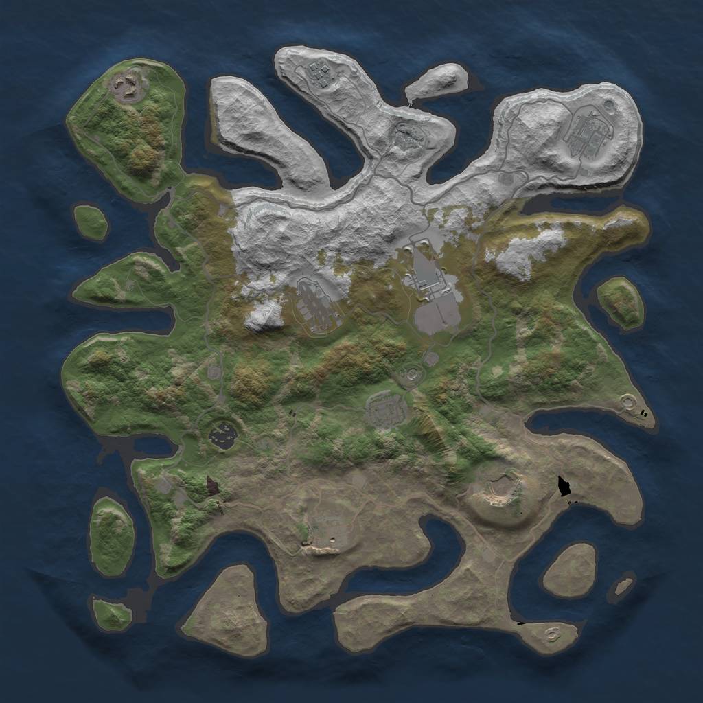 Rust Map: Barren, Size: 4000, Seed: 907715199, 12 Monuments