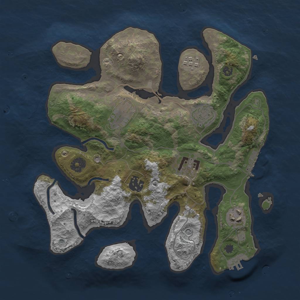 Rust Map: Procedural Map, Size: 3000, Seed: 70121, 11 Monuments