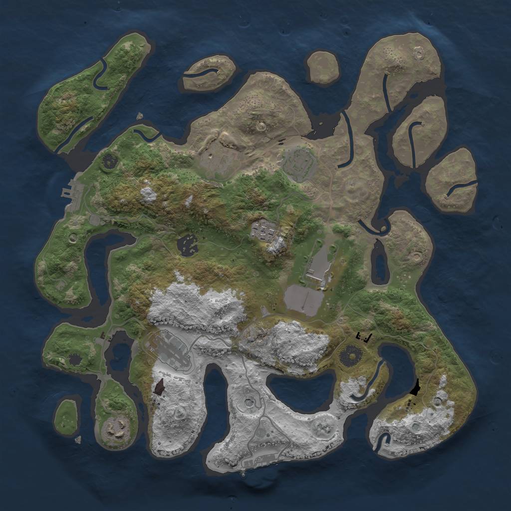 Rust Map: Procedural Map, Size: 3500, Seed: 226453, 12 Monuments